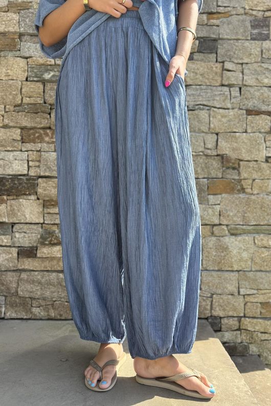 Cyril Crinkle Balloon Pant Denim